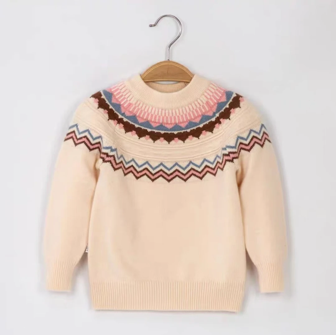 （两根线）鄂尔多斯市儿童针织衫圆领秋冬新款女童时尚针织衫套头