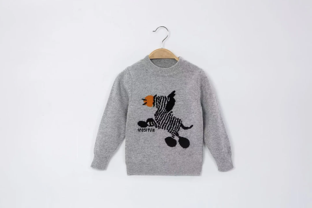 （两根线）鄂尔多斯市儿童针织衫圆领秋冬新款女童时尚针织衫套头