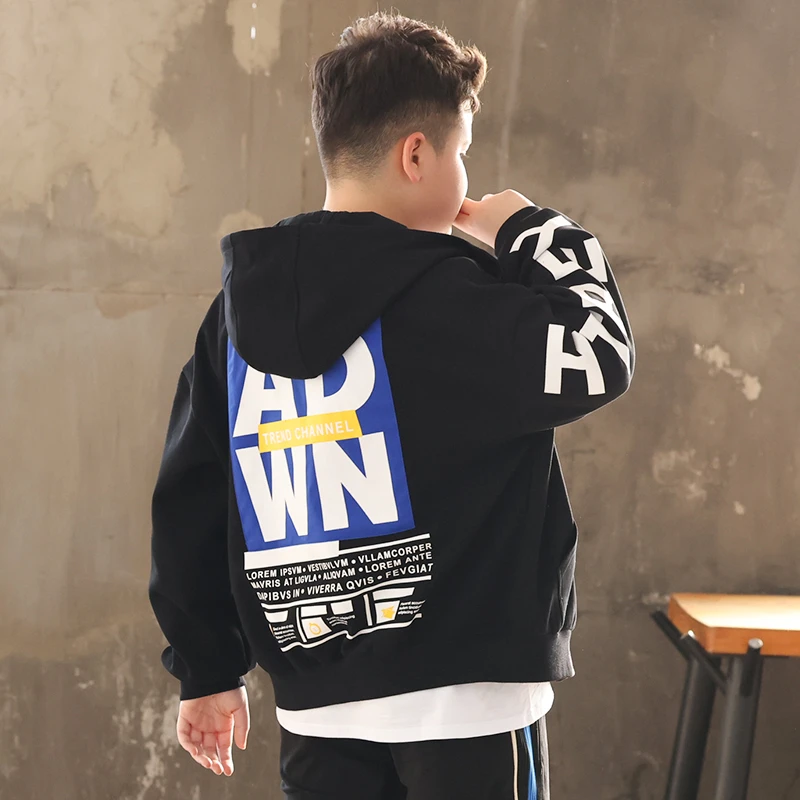 胖童外套春秋款拉链衫大码童装中大童男孩加肥上衣青少年宽松夹克