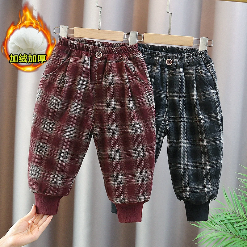 儿童棉裤男童宝宝冬季加绒裤子女童加厚保暖三层夹棉超厚北方过冬