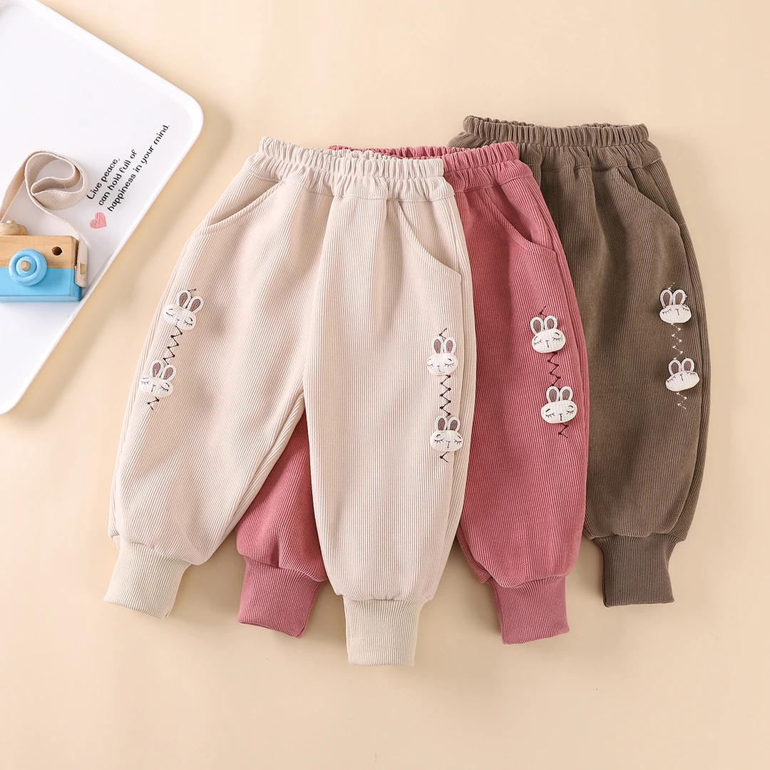 女童裤子秋冬外穿加绒裤小童女宝宝运动裤冬季加绒加厚女孩长裤冬