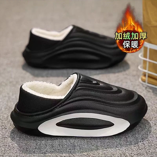 棉拖鞋男冬季外穿防滑防水加绒加厚保暖青少年居家踩屎感包跟棉鞋