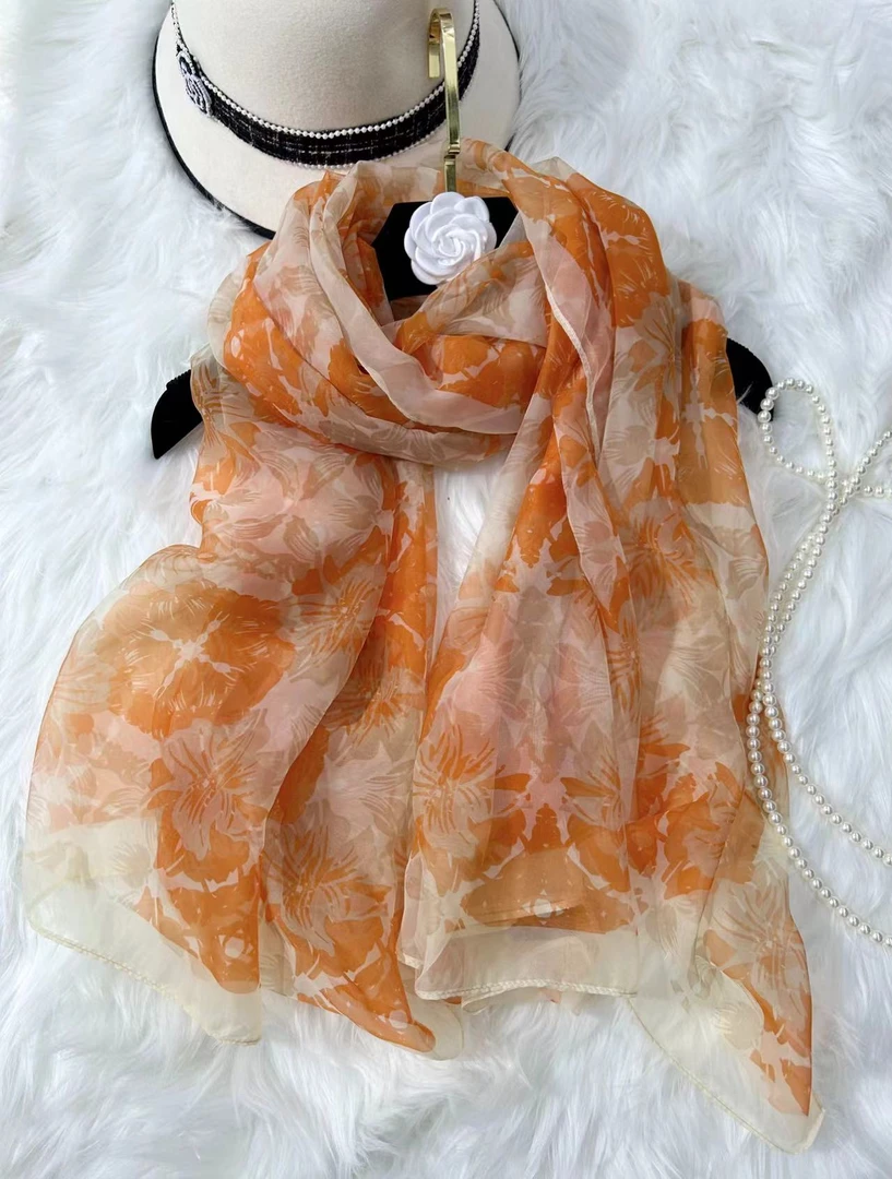 新款 [诚心诚意]云纹纱沙滩巾丝巾百搭女士