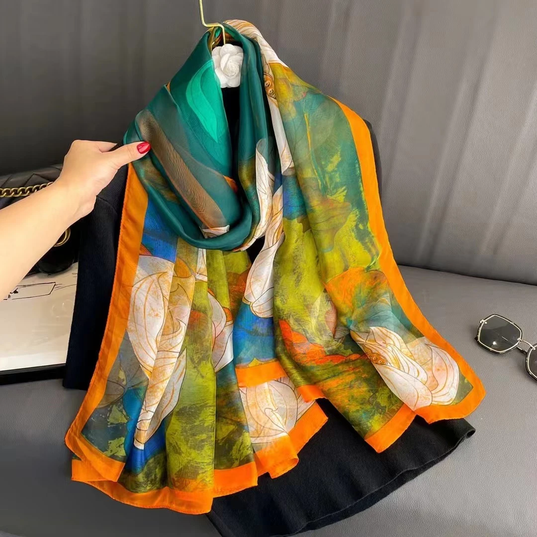 新款 [爱莲说]云纹纱沙滩巾丝巾百搭女士