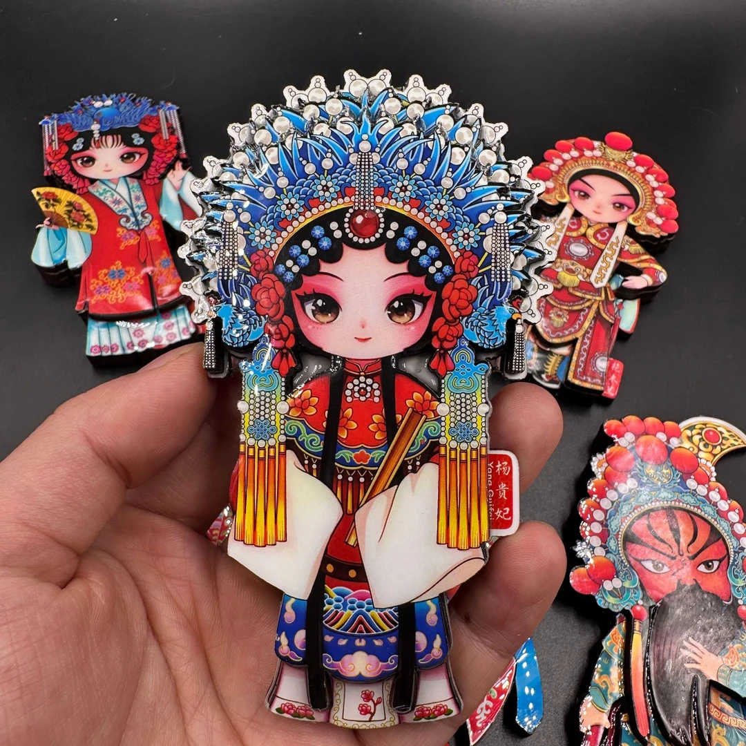 木质京剧脸谱磁吸冰箱贴中国风穆桂英杨金花赵云美猴王