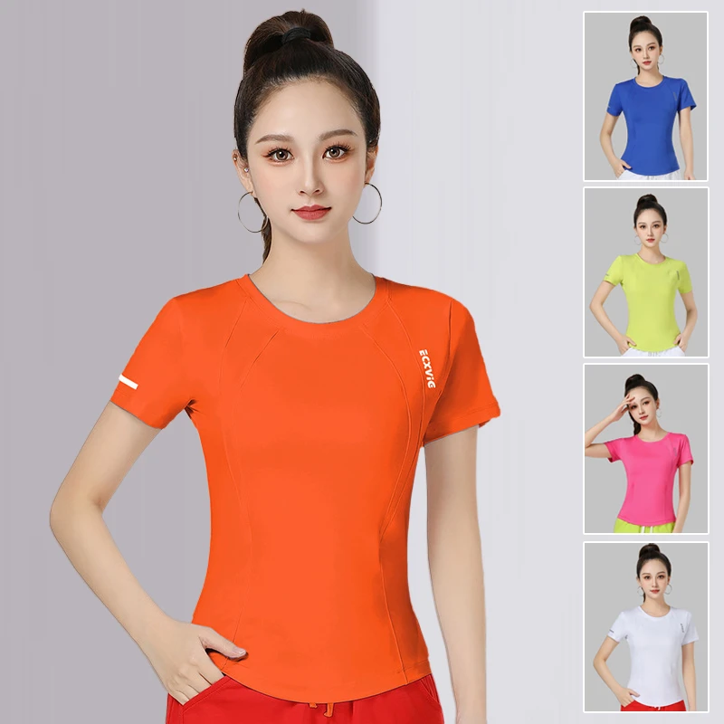 XRY2025夏季薄款快干速干上衣女时尚户外圆领透气瑜伽健身跑步T恤