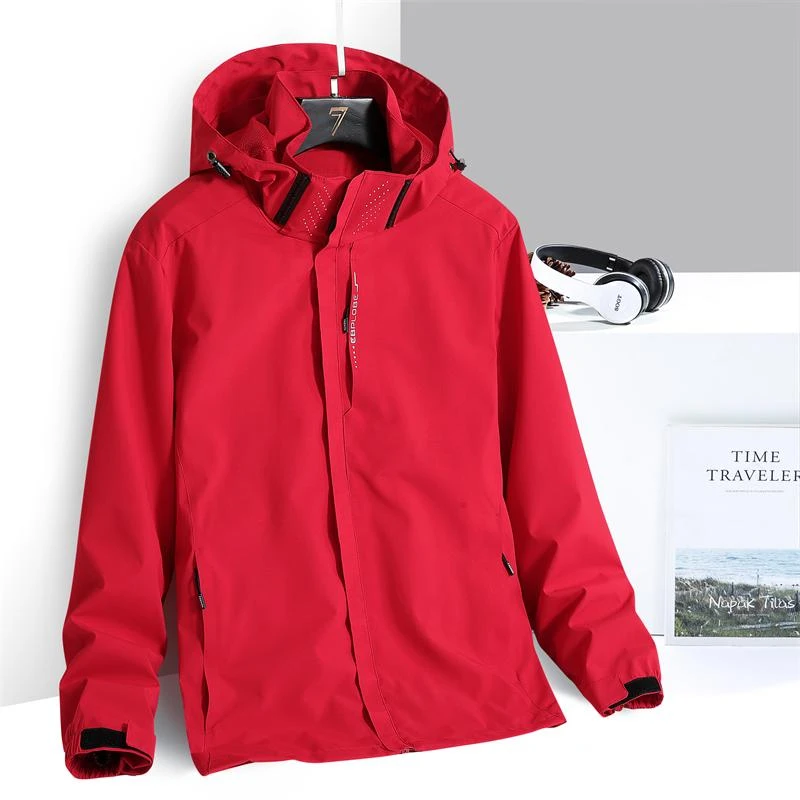 大红色冲锋衣男女三合一可拆卸水貂绒加厚冬季防水外套工作服定制