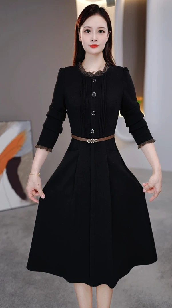 [依铭服饰] KK6649#气质百搭时尚显瘦 修身 气质 连衣裙黑色
