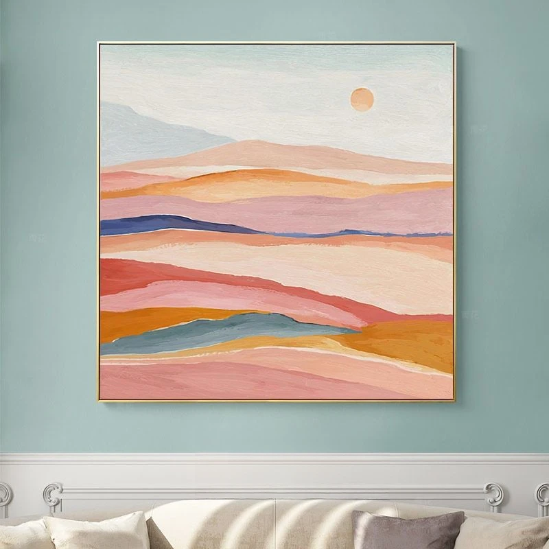 日出莫兰迪系北欧现代玄关装饰画抽象走廊挂画卧室沙发背景装饰画