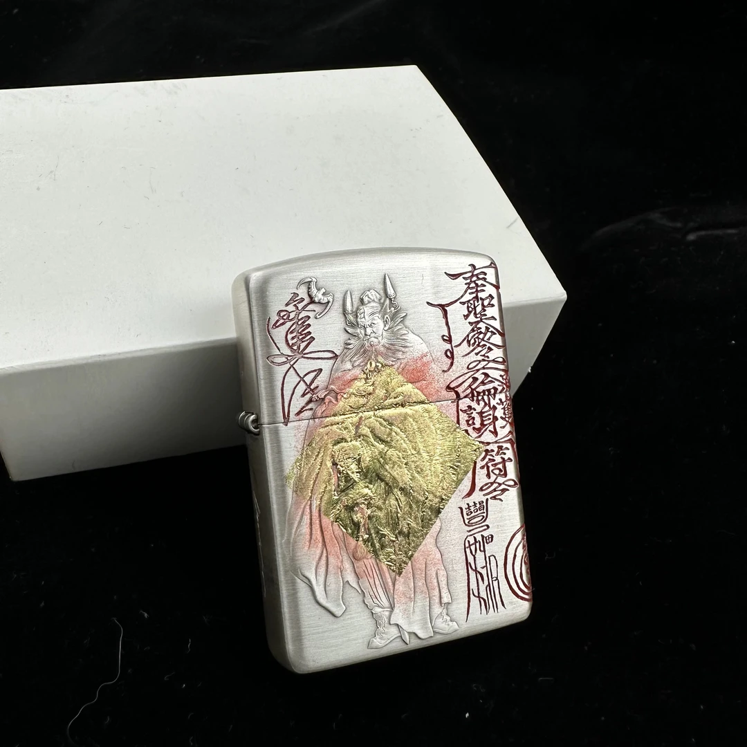 zippo打火机/S925纯银盔甲钟馗浮雕 填漆 复古个性DYJ1