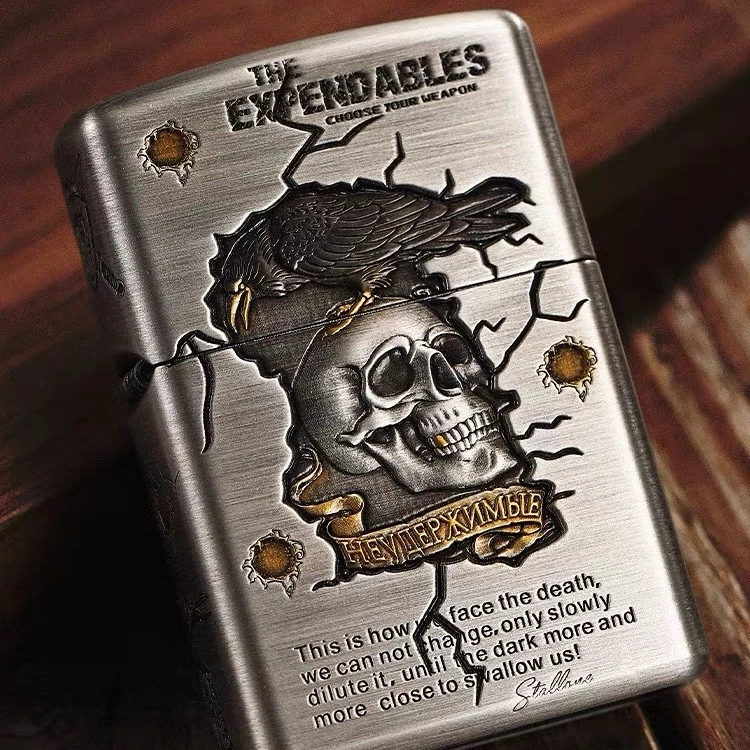 ZIPPO正品打火机/熏银鎏金-重甲钢机-敢死队-趴窝-送礼-DY9818TJ