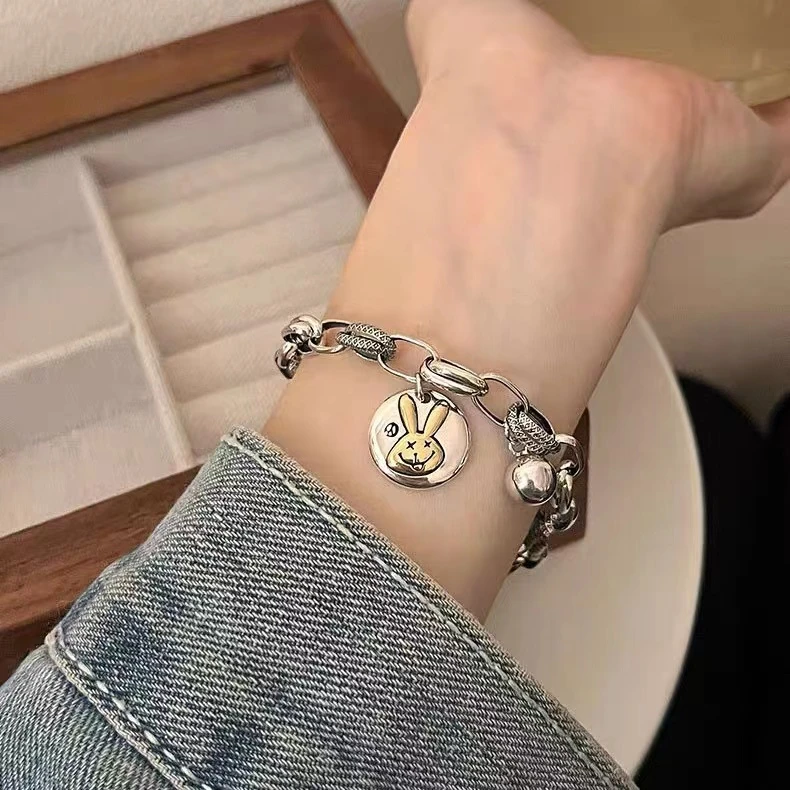 铜合金手链 个性小众复古做旧设计流氓兔女ins风时尚轻奢百搭款