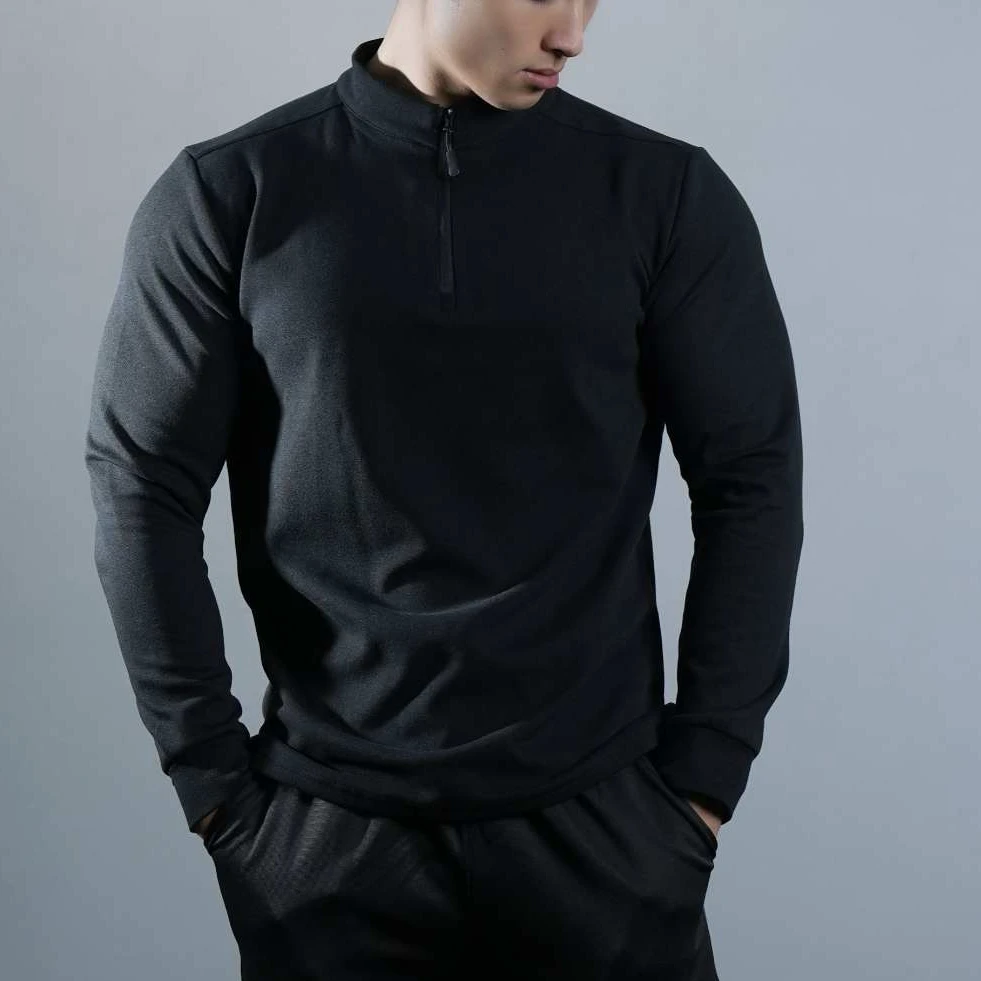 秋冬男士保暖锁温立领拉链纯色280克双面绒长袖休闲时尚打底衫潮