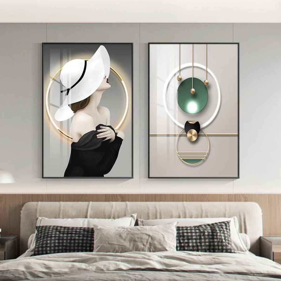 A78秋水伊人现代防水卧室床头装饰文艺术人物创意设计色彩轻奢风