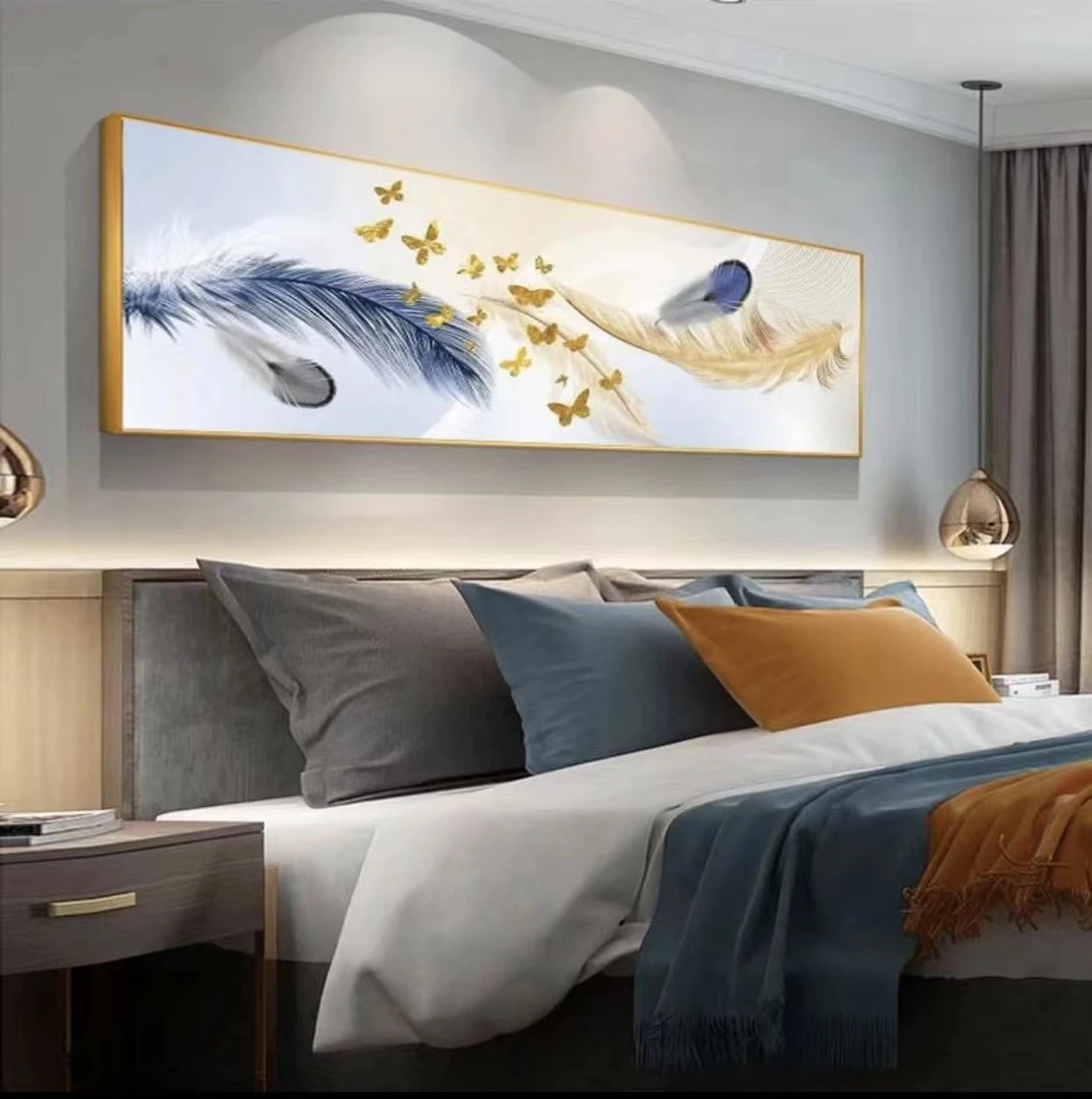 A92与你一生房床头画晶瓷镶钻，轻奢简约单幅艺术手工铝合金装饰画