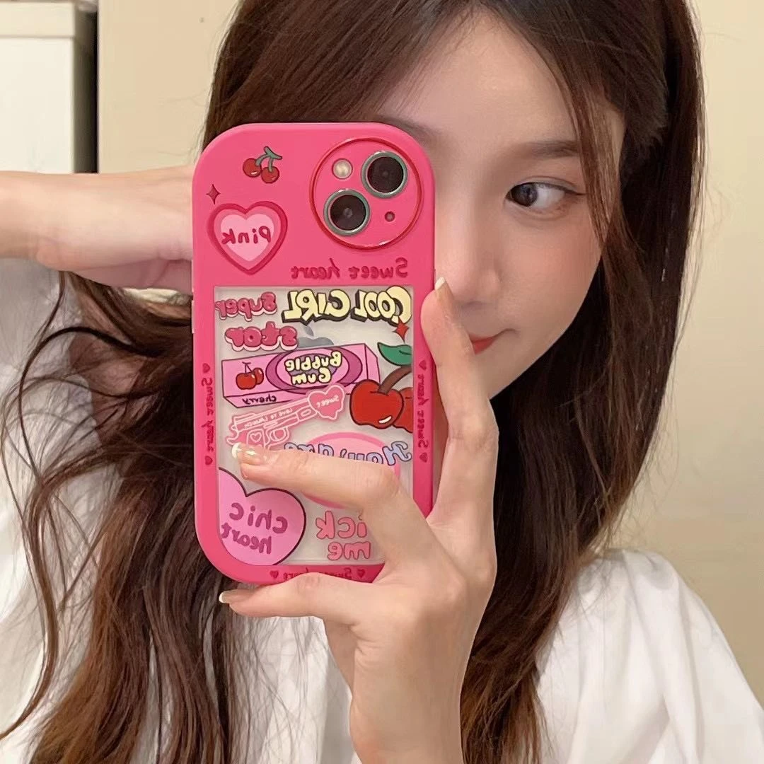 【苹果】ins创意粉色贴纸适用于iPhone13手机壳12promax软胶XR