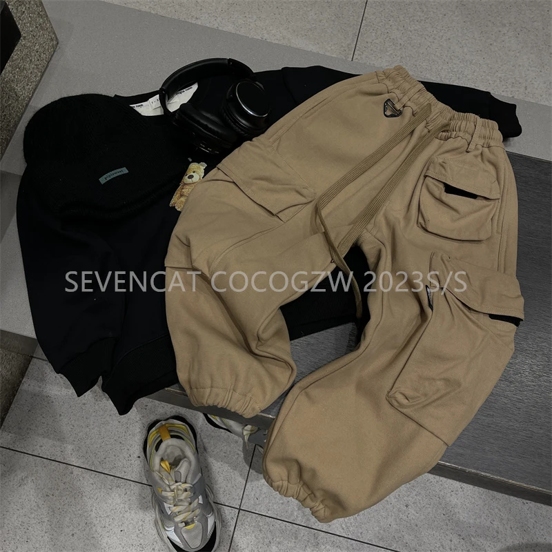 在仓【可妈冬款】版型超正卡其色束脚加绒工装裤中大童亲子装