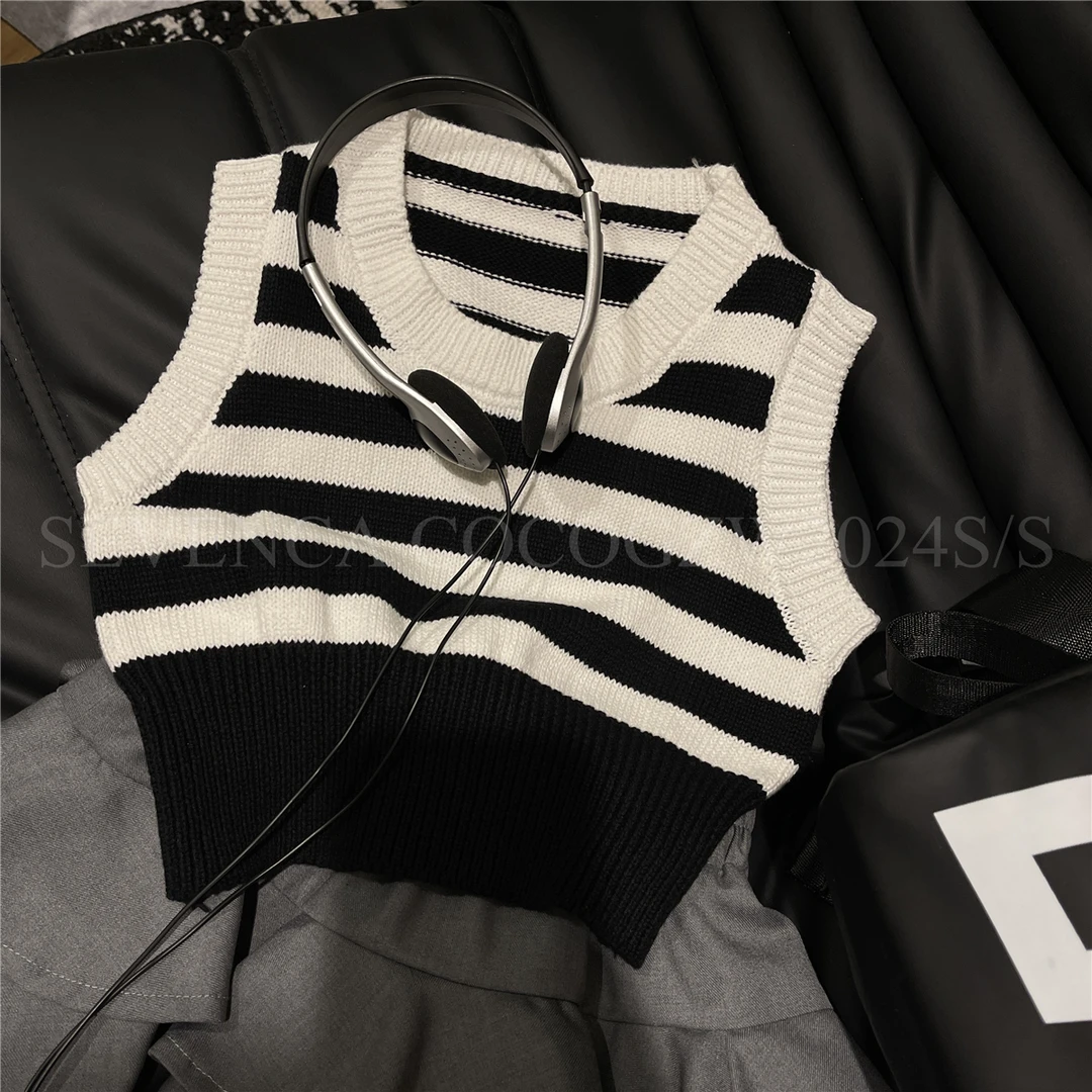 【24春·捡漏价】针织小马甲百搭条纹中大童亲子小衫