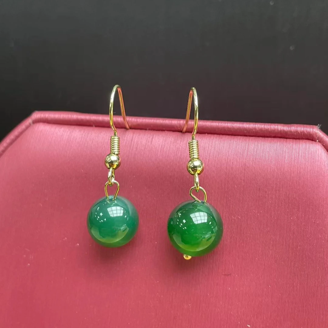DARA/戴拉极光绿玛瑙长形耳钩女士耳环玛瑙耳饰红玛瑙耳坠绿色