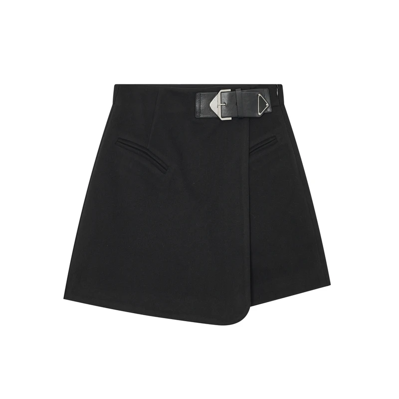 PMA216177黑色裤裙显瘦牛仔高腰时尚百搭包臀秋冬A字短裤休闲