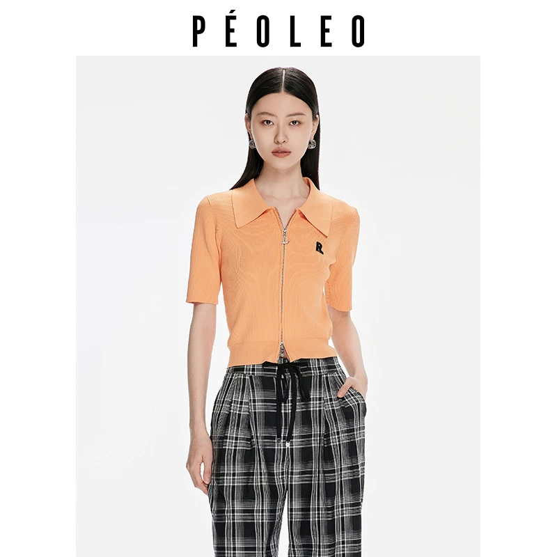 设计感polo针织衫百搭上衣夏季显瘦时尚修身短款翻领休闲纯色女装