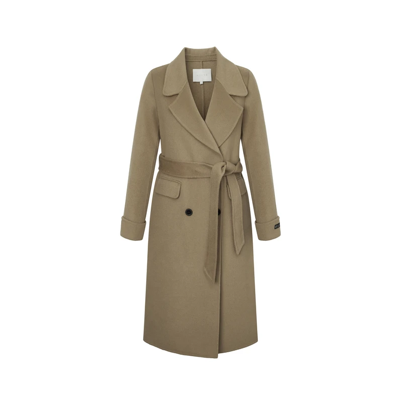 PM0204099百搭毛呢外套气质时尚羊绒中长款大衣秋冬冬季双排扣