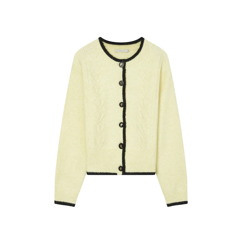 飘蕾2024秋季简约时尚百搭毛衫气质圆领毛针织开衫女PM9307010