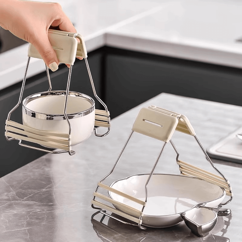 新款厨房防烫夹取碗夹不锈钢防滑硅胶提盘器家用蒸菜夹子端碗神器