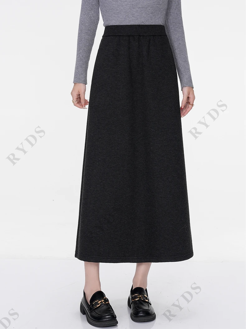 【焓梦专属】纯色A字醋酸羊绒针织通勤百搭半身裙K7351