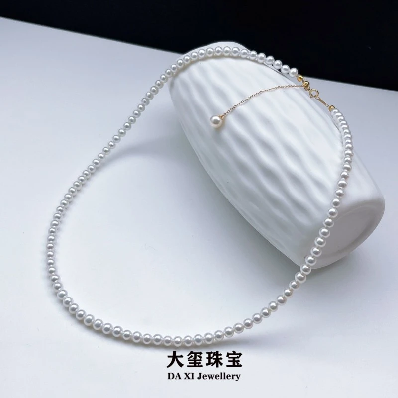 淡水珍珠baby链小珍珠锁骨链4-5mm G18K(金750）FX030