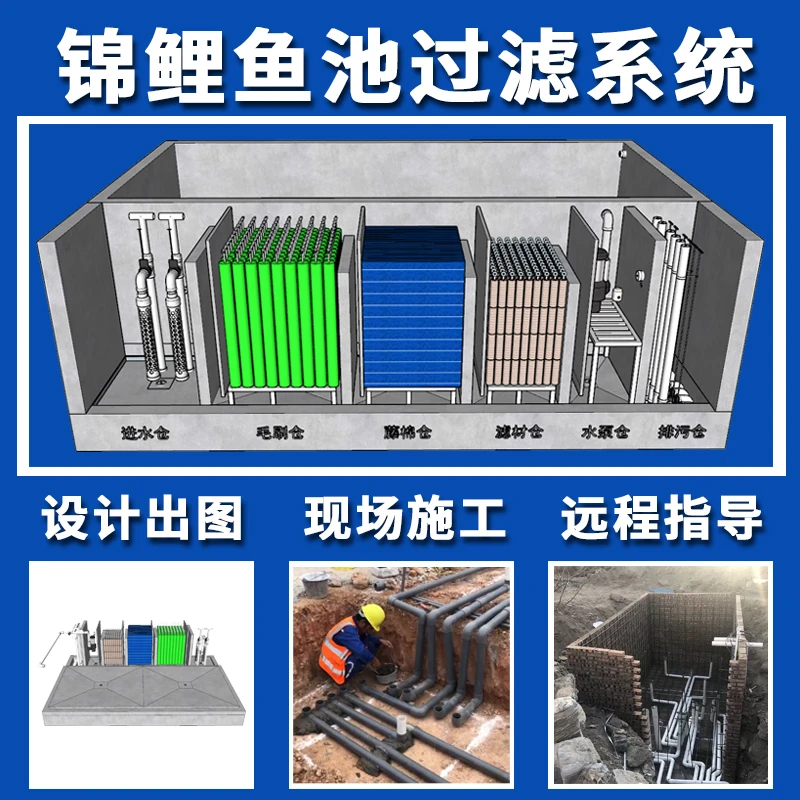 别墅庭院锦鲤鱼池设计施工图效果图纸阳台鱼池过滤系统院子水循环