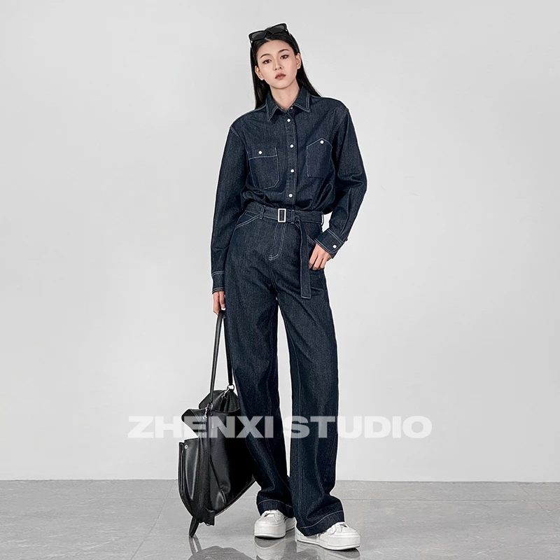 针西【塑型】高个子穿搭简约百搭牛仔上衣W90108