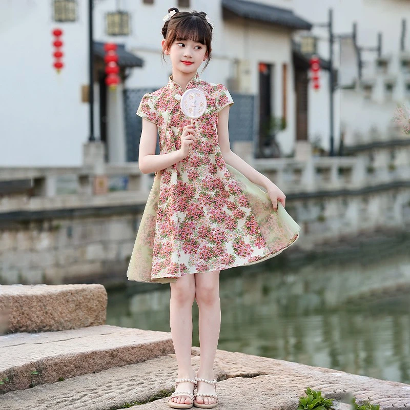 女童连衣裙夏季2024新款洋气夏装女孩夏款公主裙子夏天儿童旗袍裙