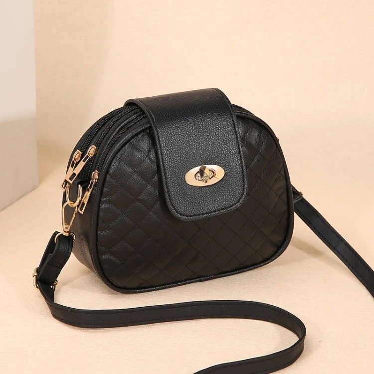 2022新款春夏百搭单肩斜挎迷你小包包时尚菱格女包三层包小圆包女