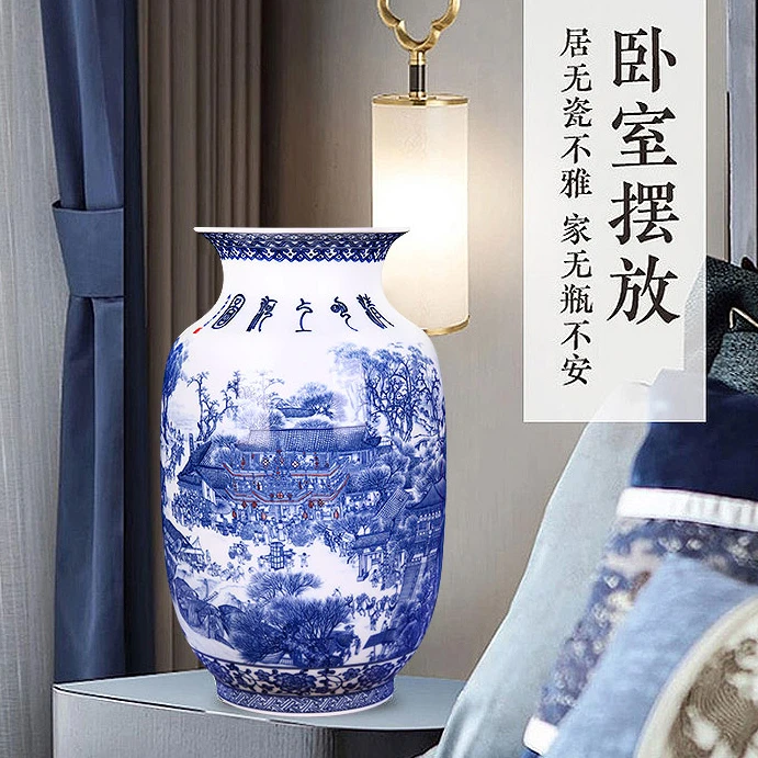 《清明上河图》景德镇出品青花瓷瓶摆件景德镇高岭土瓷器礼品摆件