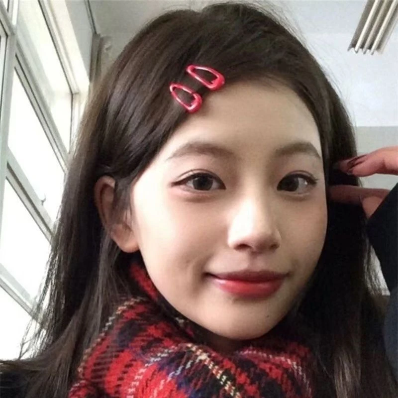 红色迷你水滴发夹女复古BB夹少女镂空刘海发卡甜美发饰