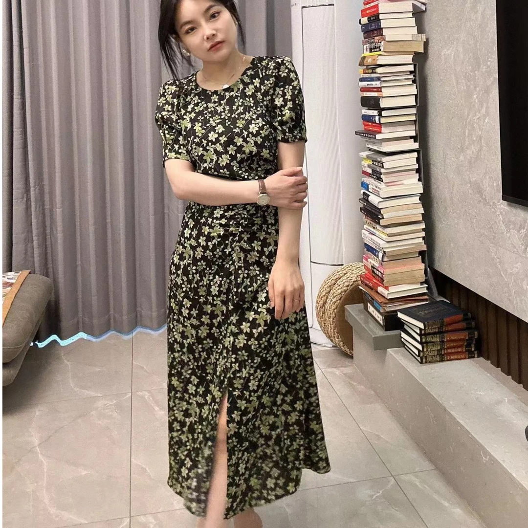 【现货清仓2326】新款圆领收腰显瘦短袖连衣裙