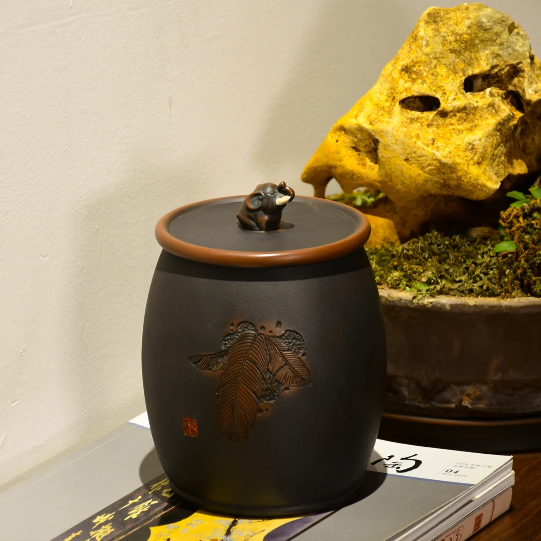 建水紫陶茶叶罐子小醒茶罐存普洱高端大气存茶罐高档次陶瓷茶叶罐