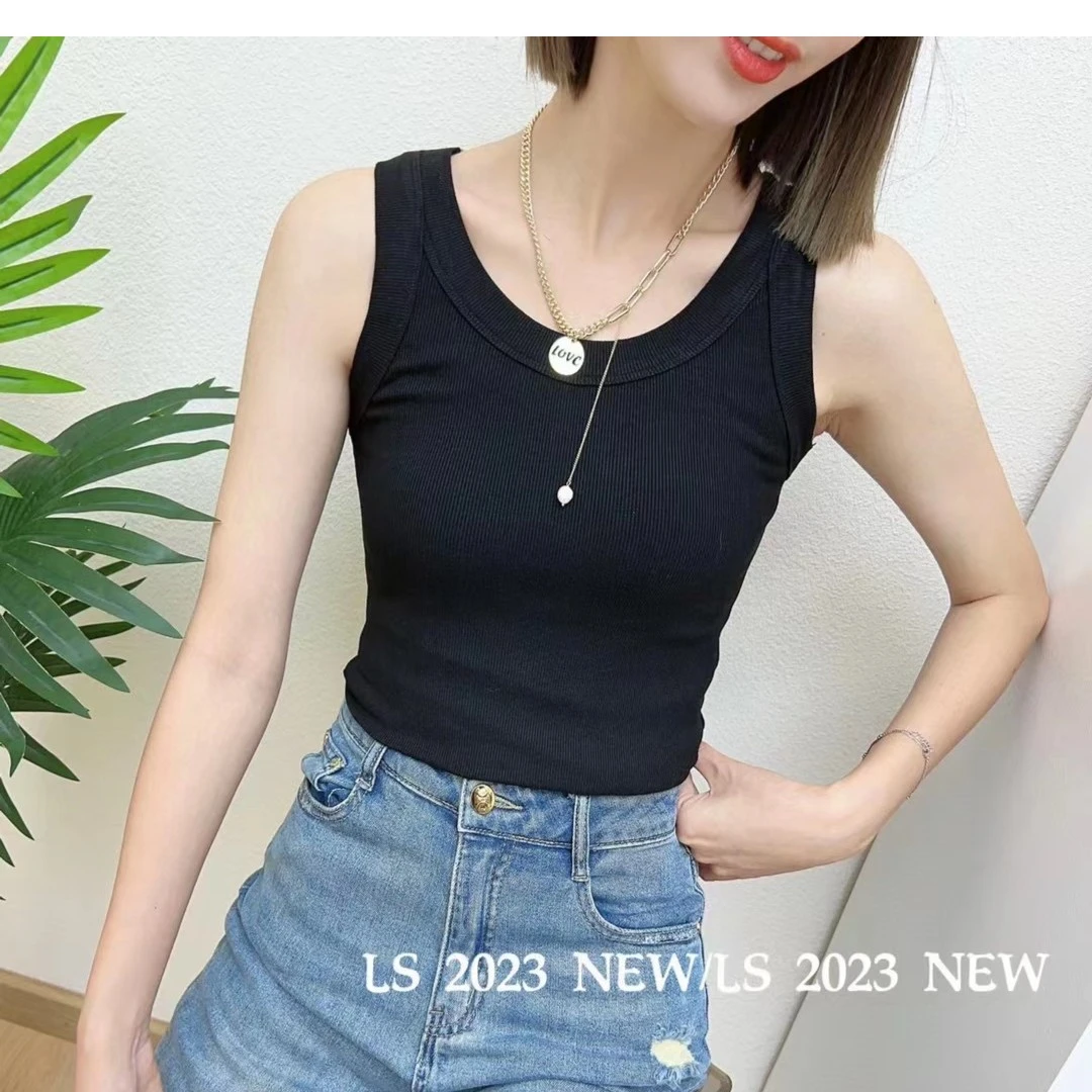 巧巧 QIAO 螺纹棉背心修身圆领显瘦百搭时尚修身吊带女背心打底