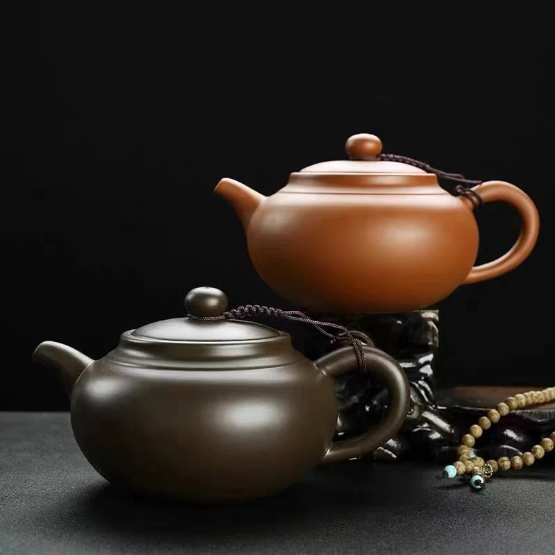 原矿紫砂壶发财壶仿古壶朱泥紫泥球孔过滤大容量茶具400-450ML