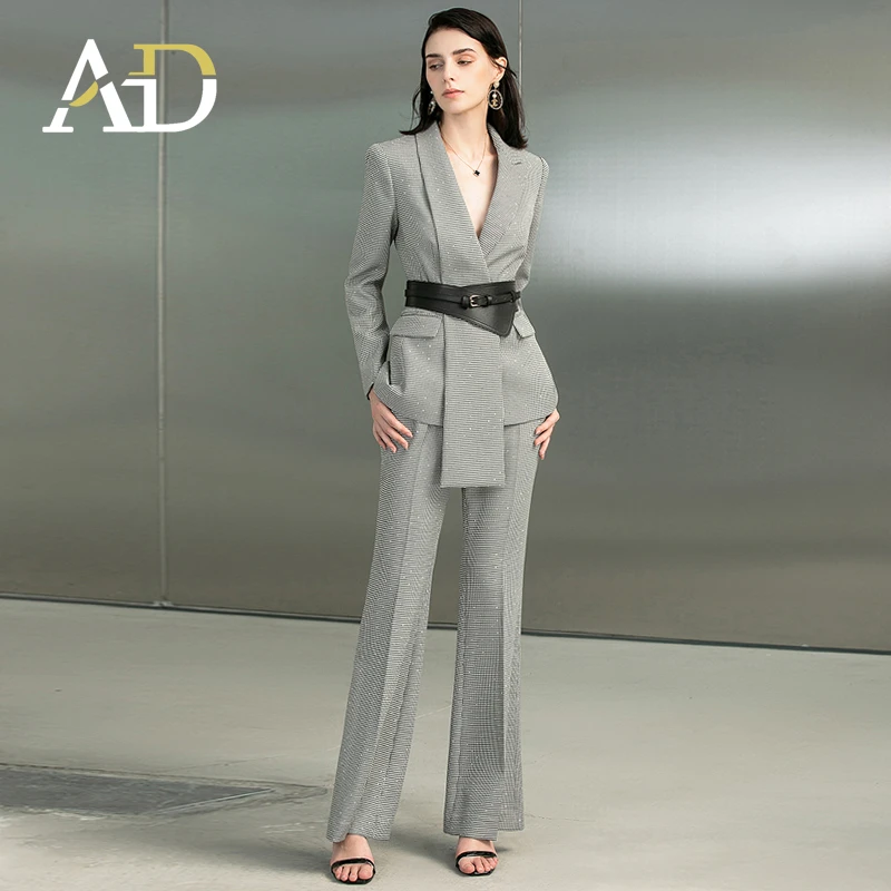 AD高端气质正装女大学生面试秋冬西装套装收腰显瘦西服外套职业装