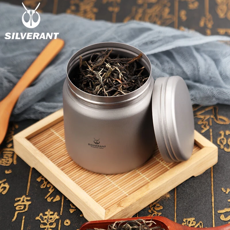 SILVERANT/银蚁 纯钛茶叶罐茶仓茶桶茶盒茶储物盒钛合金户外居