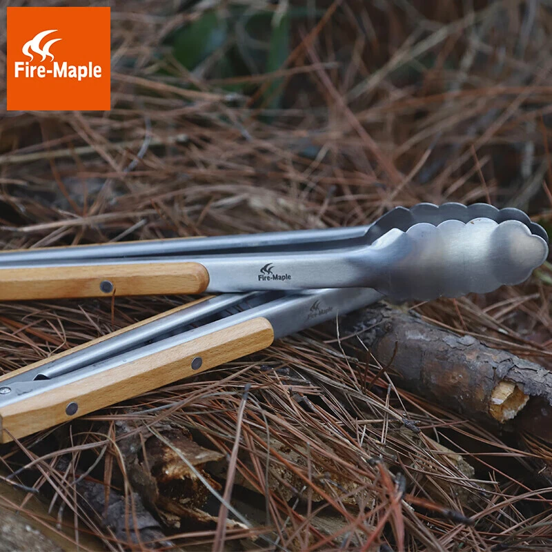 火枫户外不锈钢烧烤夹木质把手韩式料理烤肉厨房煎牛排日式食物夹