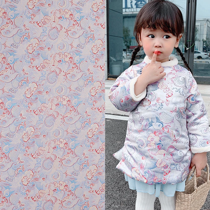 《蝴蝶牡丹》75cm/150cm中国风织锦缎布料旗袍童装拜年服服装面料