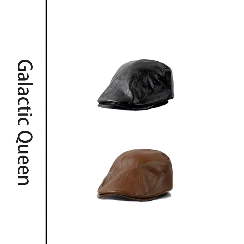 【香香专属】哑光皮质时尚百搭画家帽韩版显脸小前进帽