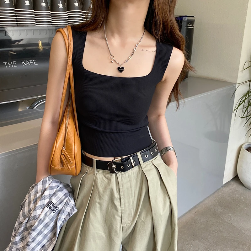 带胸垫无痕背心宽肩带吊带打底2024新款内搭女洋气夏上衣百搭外穿