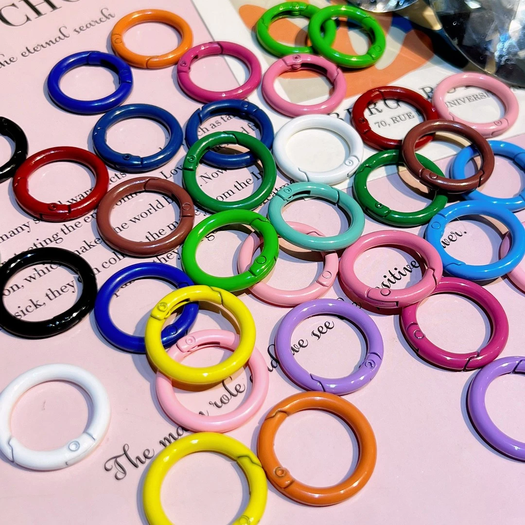 奶油皇后DIY手工开口弹簧扣卡圈书圈彩色弹簧圈水晶滴胶钥匙扣