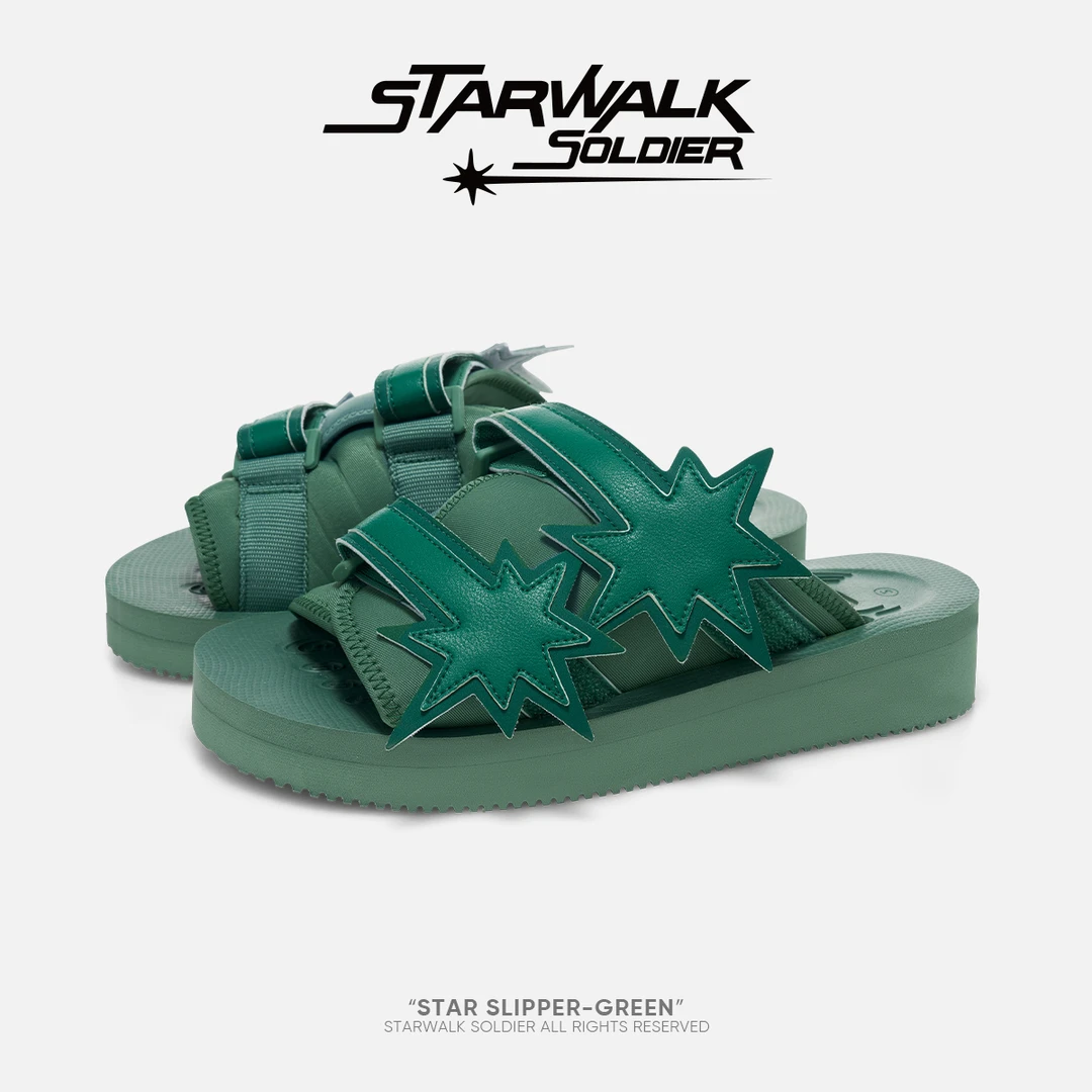 STARWALK SOLDIER STAR SLIPPER-GREEN 流星魔术贴拖鞋（v底）