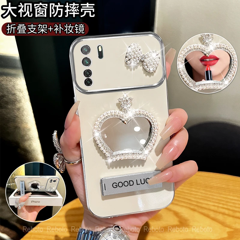 适用华为nova7se皇冠补妆镜大视窗手机壳全包防摔创意网红女款