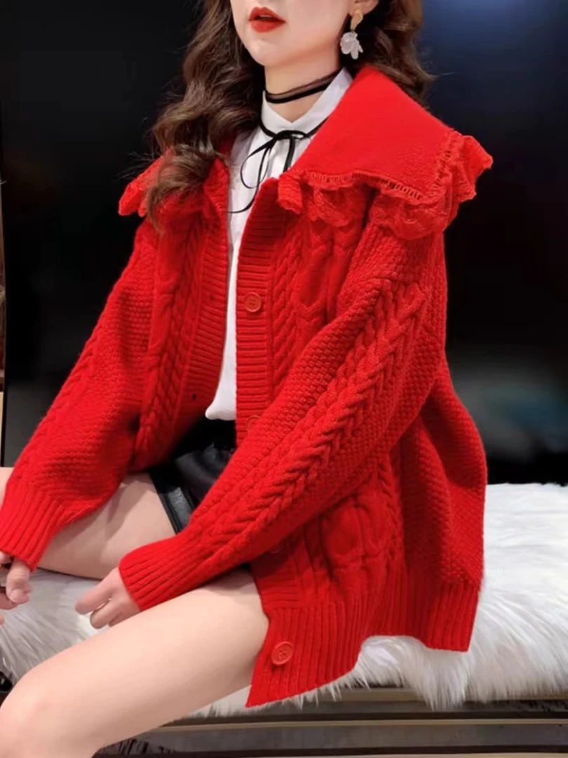 【勤安331-340]时尚百搭网红甜美可爱针织显瘦针织衫